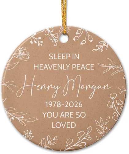 Miniatura 24 de Adorno de cerámica personalizado con texto en inglés "A Piece of My Heart is in Heaven" para Navidad 2026, adorno cardenal rojo conmemorativo
