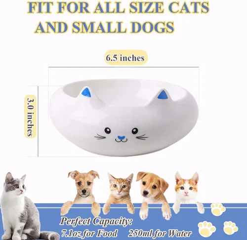 Miniatura 2 de Cuenco de comida para gatos, cuencos de cerámica para gatos, lindo cuenco de agua para gatitos con capacidad de 7.1 onzas, plato de alimentación