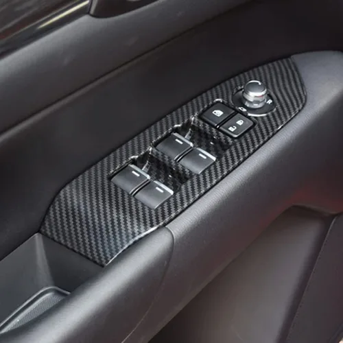 Miniatura 3 de ruihe 4 piezas de fibra de carbono de color de ventana de puerta de automóvil panel de control ajuste para Mazda CX-5 CX5 2017 2018 2019 2020 2021