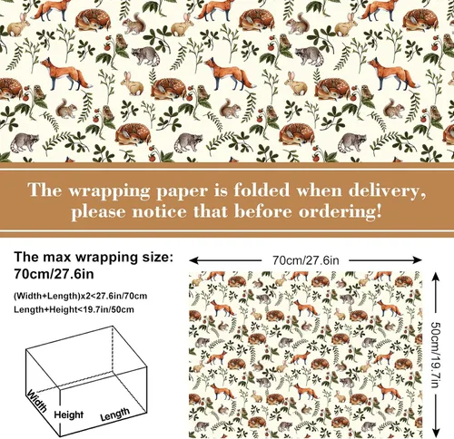 Miniatura 2 de AnyDesign Papel de regalo, papel de regalo de hongos de animales negros y blancos, plegado a granel, papel de arte plano con estampado de jirafa