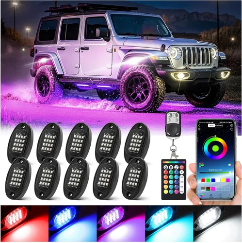 Miniatura 12 de 6 cápsulas de luces LED de aleación para UTV, ATV, carrito de golf, camioneta RZR todoterreno, kit de neón RGB multicolor impermeable actualizado