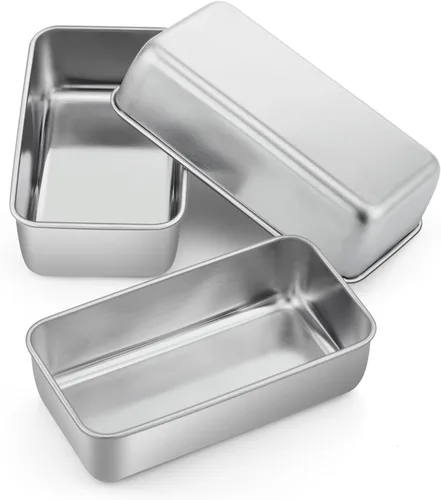 Miniatura 9 de P&P CHEF Juego de moldes para pan, moldes para pan de 9 x 5 pulgadas, moldes de acero inoxidable para pan y pastel de lasaña, saludable y no tóxico