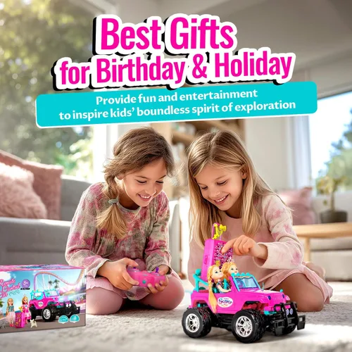 Miniatura 6 de ULOVEME Autos RC - Auto a control remoto con muñeca de 5.5 pulgadas para niñas, autos RC Je ep de 2.4 GHz - Coches de juguete de control simple