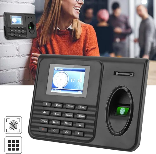 Miniatura 4 de FILFEEL Máquina de atención de huellas dactilares unisex con pantalla LCD a color de 2.4 pulgadas, reloj de tiempo biométrico de contraseña