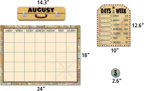 Miniatura 7 de Teacher Created Resources Tablero de anuncios de calendario Travel The Map (TCR8567)