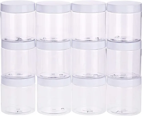 Miniatura 64 de SATINIOR Paquete de 12 frascos de plástico con tapas, frascos redondos para cosméticos de viaje, para artículos de tocador, loción, crema