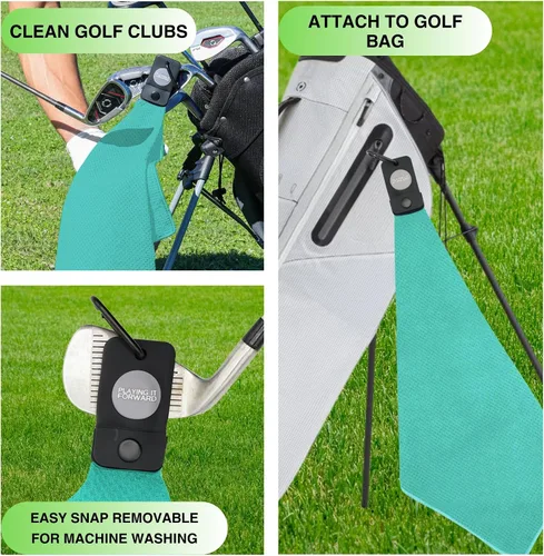 Miniatura 3 de Toallas de golf magnéticas para bolsas de golf con clip y imán ultra fuerte - Toalla de microfibra con tejido de gofre para sujeción segura