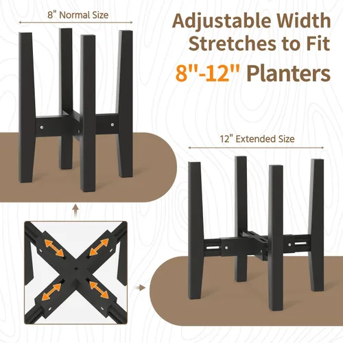 Miniatura 2 de LASZOLA Soporte de Plantas de Bambú Ajustable para Macetas Individuales Grandes de Interior, Soporte de Helechos de Suelo Resistente que se Ajusta a