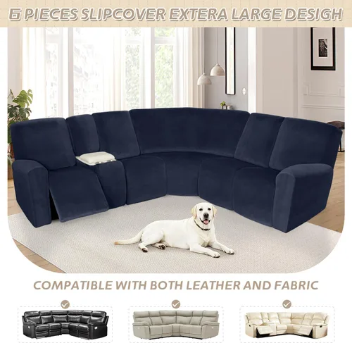 Miniatura 267 de Arfntevss Fundas de sofá seccional reclinable de terciopelo, Funda de sofá seccional de esquina para sofá reclinable, Funda elástica suave