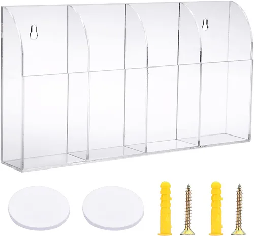 Miniatura 9 de Hipiwe Soporte para control remoto de montaje en pared, organizador de medios de acrílico transparente, caja de almacenamiento, mesa de centro