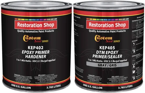 Custom Shop - Imprimación/Sellador Epoxi Gris 2.1 VOC (Kit de 2 Galones) Imprimación Anticorrosiva DTM de Alto Rendimiento para Uso Automotriz e