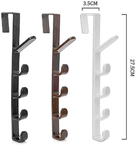 Miniatura 3 de TOPINCN Ganchos de puerta, paquete de 2, 10.9 in, material ABS para colgar en la puerta con 5 ganchos, colgador sobre la puerta (negro)