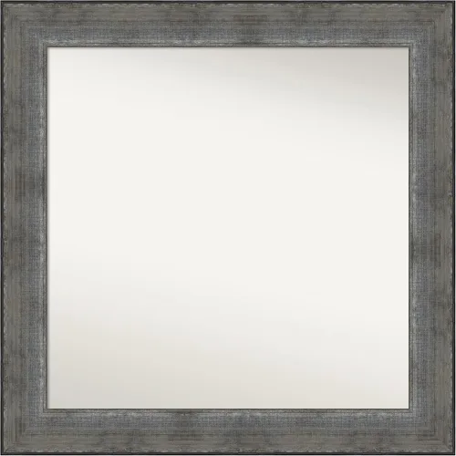 Amanti Art Espejo de baño plateado para sobre el fregadero, 24 x 24 pulgadas, espejo cuadrado de peltre forjado a medida, marco de madera casual