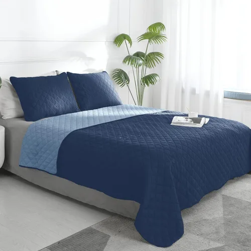 Miniatura 50 de Easy-Going - Juego de colcha reversible tamaño king con 1 colcha y 2 fundas de almohada, colcha de cama suave, edredón de microfibra liviano Gris