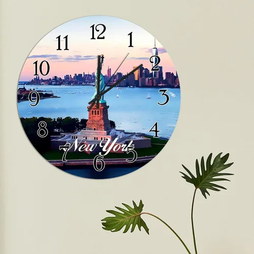 Miniatura 4 de Reloj de pared decorativo de madera de la ciudad de Estados Unidos, Nueva York, Ciudades en los Estados de Nueva York, relojes de regalo