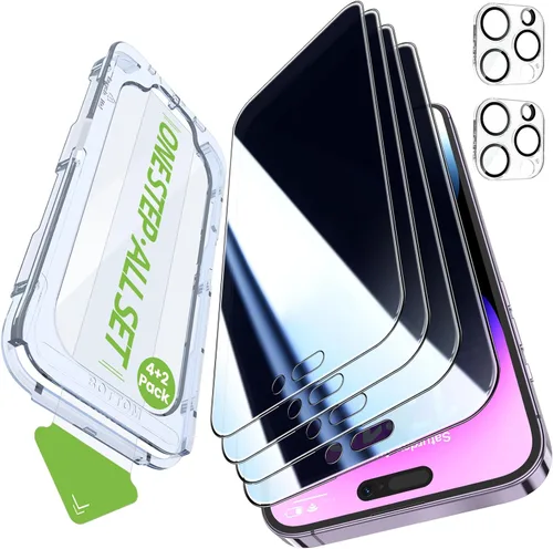 Miniatura 20 de iGluz Paquete de 4+2 protectores de pantalla de privacidad para iPhone 13 Pro Max con protector de lente de cámara de 6.7 pulgadas, 9H + vidrio