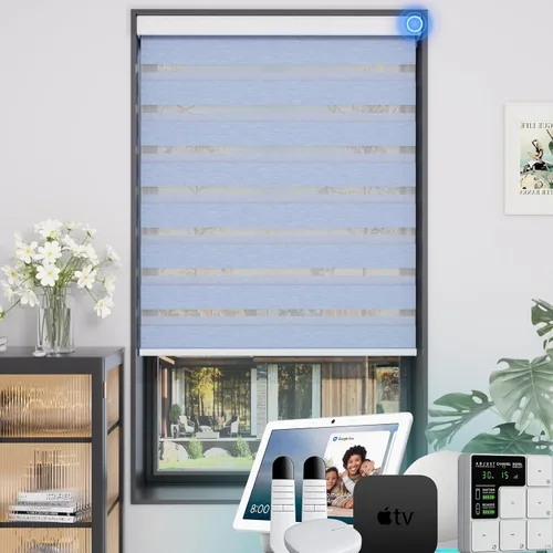 Miniatura 11 de MYshade Persianas enrollables de cebra opacas (85 %) con cordón para ventanas interiores, persianas de doble capa beige para dormitorio, baño, sala
