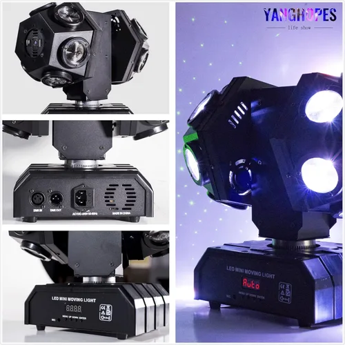 Miniatura 3 de Luz de cabeza móvil para DJ con haz giratorio, luz de escenario, activada por sonido, DMX512, perfecta para DJ, KTV, discoteca, fiesta, boda