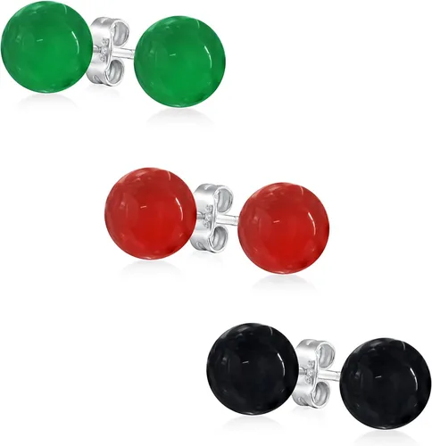 Miniatura 14 de Aretes grandes de plata de ley 925 con piedras preciosas naturales de 0.394 pulgadas para mujeres y adolescentes, variedad de piedras de nacimiento