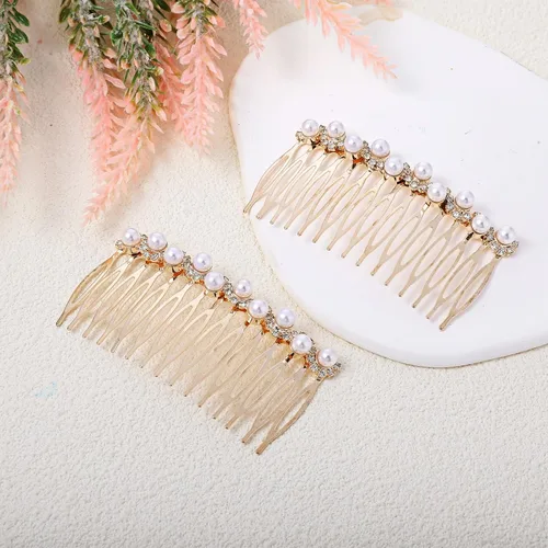 Miniatura 7 de 2 peines para el cabello para mujer, accesorios para el cabello, peines decorativos para mujer, peine de cabello con perlas doradas con diamantes