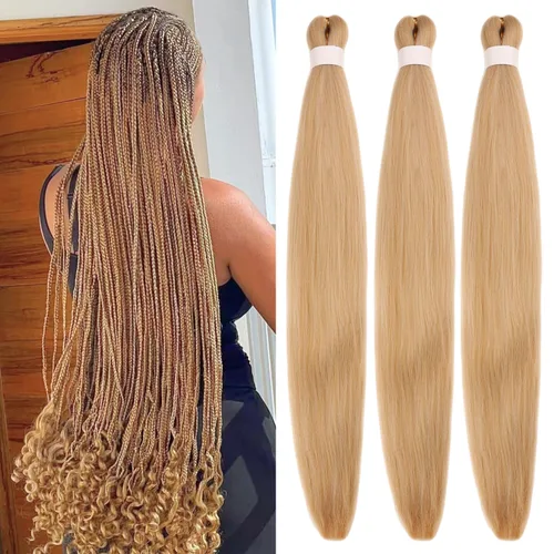 Miniatura 6 de Cabello trenzado verde azulado preestirado, hipoalergénico, sintético, color azul aguamarina, para trenzas y giros, extensiones de cabello largo