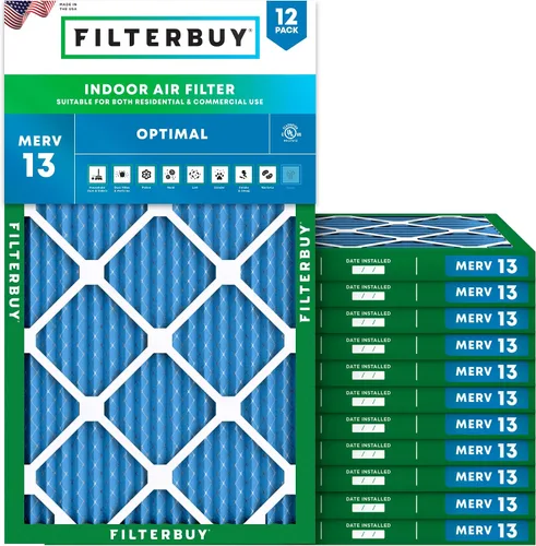 Miniatura 14 de Filterbuy Filtro de aire de 8 x 14 x 1 pulgadas MERV 13 de defensa óptima (paquete de 12), filtros de aire de repuesto plisados HVAC para calderas