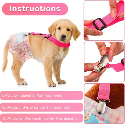 Miniatura 5 de Nuanchu 2 piezas de tirantes para perro para pañales hembra, macho, pañal con tirantes para el vientre canino, arnés en tu mascota, falda y vestido