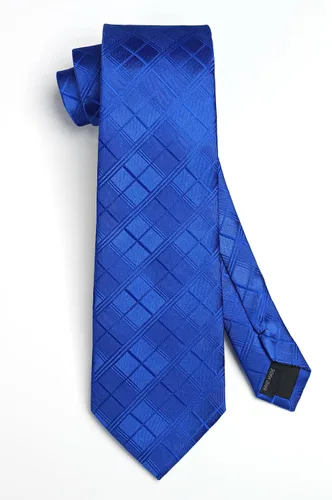 Miniatura 327 de HISDERN Conjunto de corbata a cuadros a cuadros pañuelo tejido clásico formal para hombre corbata y bolsillo cuadrado