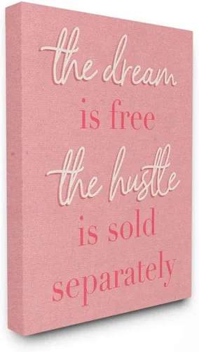 Miniatura 7 de Stupell Industries The Dream Is Free Fashion - Diseño moderno de palabras texturizadas de color rosa, 16.00 x 20.00 pulgadas, lienzo envuelto