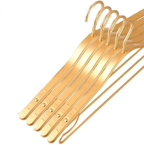 Miniatura 7 de 5pcs Metal Clothing Hanger Aluminum Alloy Thicken Winter Coat Hanging Rack Space Saver Storage Clothes Hangers(Champagne)
