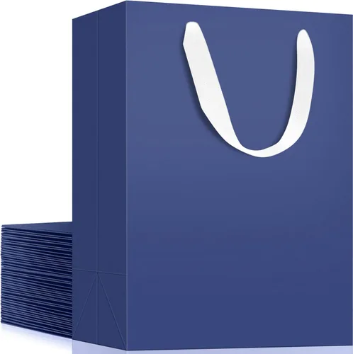 Miniatura 33 de EUSOAR Bolsas de compras y mercancías, tamaño mediano, 25 piezas de 7.8 x 3.9 x 11 pulgadas, bolsas de regalo reciclables de papel kraft marrón