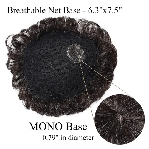 Miniatura 3 de MY-LADY Toupee - Piezas de cabello humano para hombre, 6.3 x 7.5 pulgadas, sistema de reemplazo de cabello de 150 % de densidad, con clip, 90%