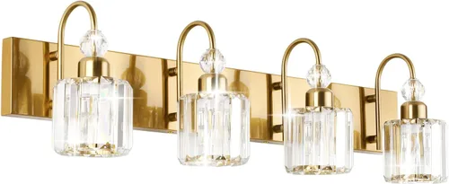 Miniatura 29 de Ralbay - Luces LED modernas de tocador para baño de 5 luces, luces de tocador de cristal sobre espejo, lámparas modernas de tocador para baño