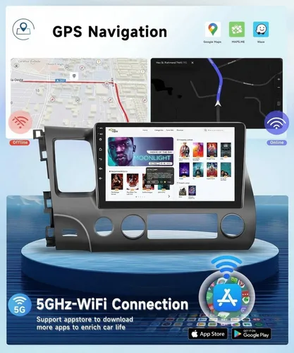 Miniatura 4 de Estéreo de coche 2G+32G para Honda Civic 2006 2007 2008 2009 2010 2011 con Carplay inalámbrico Android Auto, radio de coche Android de pantalla