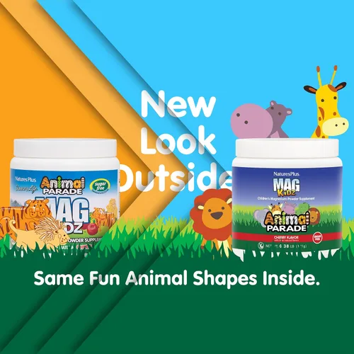 Miniatura 2 de NaturesPlus Animal Parade MagKidz, sabor a cereza, 0.38 libras, suplemento de magnesio en polvo para niños, apoyo para la salud ósea y muscular, sin