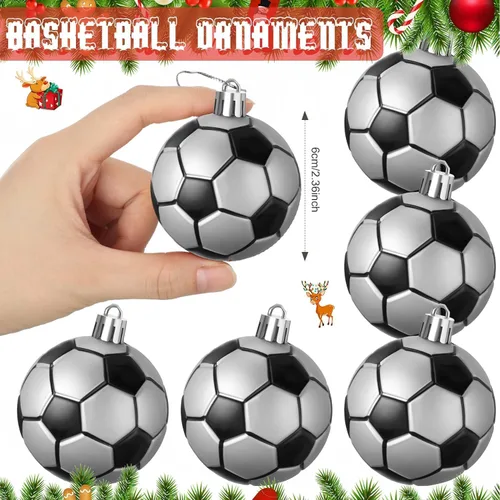 Miniatura 2 de Leitee 18 Piezas Pelotas de Fútbol de Plástico Navideñas de 2.36 Pulgadas Adornos para Árbol de Navidad con Asa para Colgar Adornos Decorativos