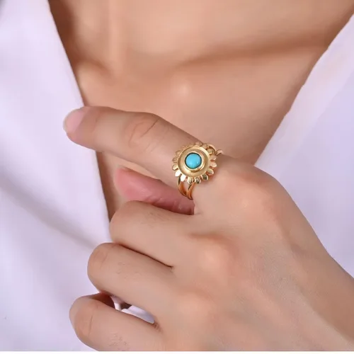 Miniatura 34 de Gempires - Anillos de piedra natural para mujer, ligeros, de cristal, hechos a mano, hipoalergénicos, chapados en oro, para uso diario, regalos