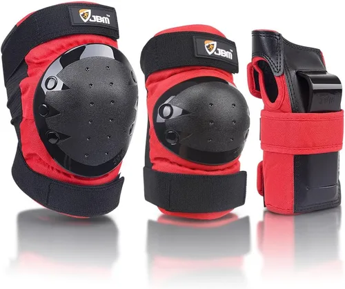 Miniatura 10 de JBM Rodilleras para adultos y niños, coderas y muñequeras para patinaje en línea, patinaje sobre ruedas, monopatín, scootering Rosa