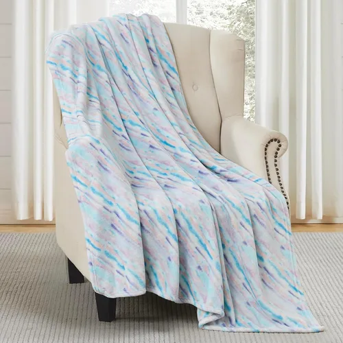 Miniatura 21 de Manta de forro polar suave para primavera de niñas y niños: bebés, pollitos, pájaros, flores en suave y acogedor amarillo, verde, rosa sobre fondo