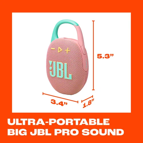 Miniatura 5 de JBL Clip 5 - Altavoz Bluetooth ultraportátil, impermeable y a prueba de polvo, gran sonido JBL Pro con graves impactantes, mosquetón integrado, Rosa