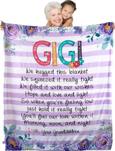 Miniatura 4 de NAZENTI Manta de forro polar sherpa súper suave de 50 x 60 pulgadas, manta Gigi Loves Me, manta Gigi, regalos Gigi de nietos, manta Gigi regalos