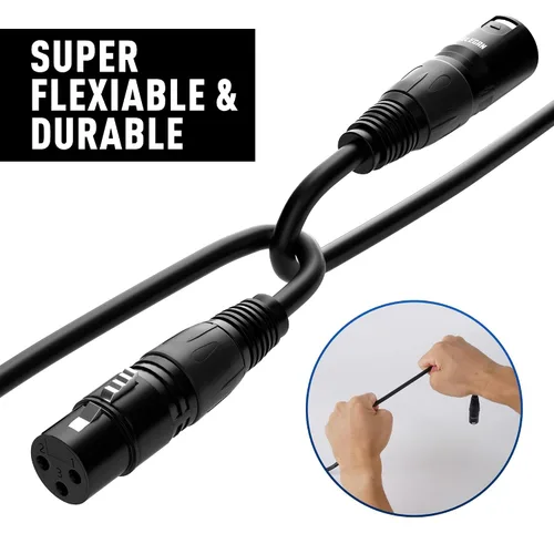 Miniatura 4 de Cable XLR de Micrófono de 15 Pies, Elecan Cable de Altavoz XLR Balanceado de Servicio Pesado (De 25-200 Pies) Cable de Micrófono Blindado de 3 Pines