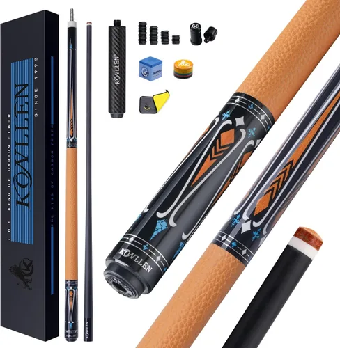 Miniatura 10 de KONLLEN Carbon Fiber Pool Cue Stick 58-inch Professional Pool Sticks for Adults Full Carbon Technology Low Deflection Pool Cue Billiard Cues with