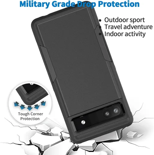 Miniatura 5 de Funda para Google Pixel 6A 5G, funda para teléfono de pasajeros [grado militar] 2 en 1 a prueba de golpes, resistente cubierta para Pixel 6A 5G