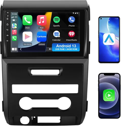 Miniatura 10 de Estéreo del coche para Ford F150 2009 2010 2011 2012, Android 13 coche radio 9 pulgadas pantalla táctil con inalámbrico CarPlay/Android Auto AM FM