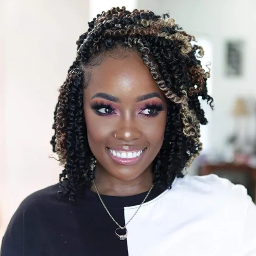 Miniatura 22 de TOYOTRESS Tiana Passion Twist Hair - Cabello Passion Twist de 16 pulgadas, trenzas pretrenzadas de ganchillo negro natural, extensiones de cabello 1b