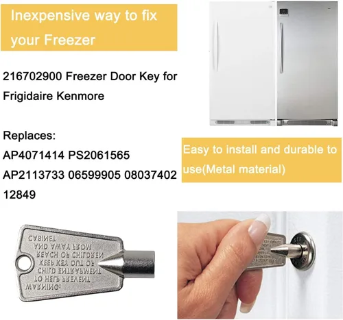 Miniatura 4 de Paquete de 3 llaves de puerta de congelador 216702900 para Frigidaire Kenmore AP4071414 PS2061565 AP2113733 AP4301346 PS1991481 06599905 08037402