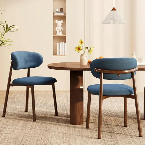 Miniatura 3 de Juego de 2 sillas de comedor para cocina, tapizadas, modernas, de cuero, original/beige