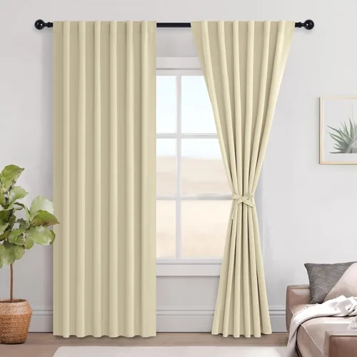 Miniatura 163 de Hiasan Cortinas opacas negras para dormitorio, cortinas opacas cortas de 45 pulgadas de largo, con aislamiento térmico, bolsillo para barra