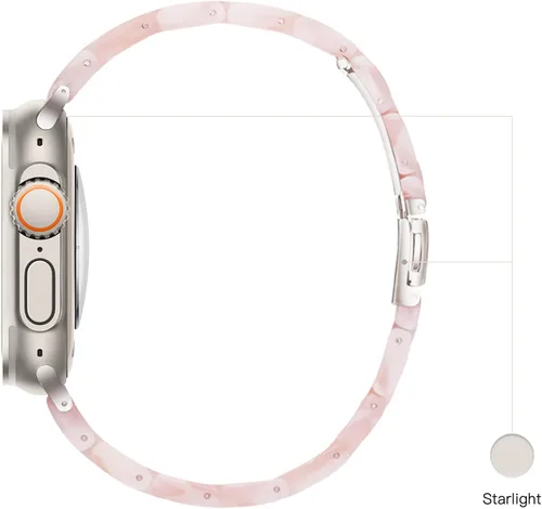 Miniatura 6 de LS - Correa de resina para iWatch compatible con Apple Watch Ultra 2/1 de 1.732 pulgadas, Starlight Series 9, Series 8, Series 7, Series SE, Series